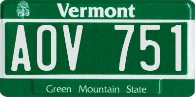 VT license plate AOV751