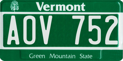 VT license plate AOV752