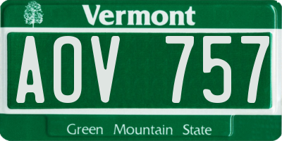 VT license plate AOV757