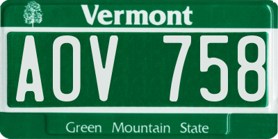 VT license plate AOV758
