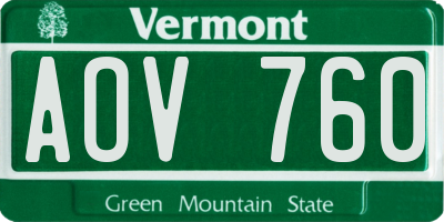 VT license plate AOV760