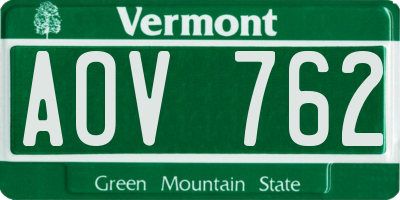VT license plate AOV762