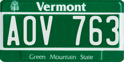 VT license plate AOV763