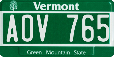 VT license plate AOV765