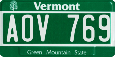VT license plate AOV769