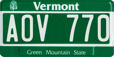 VT license plate AOV770