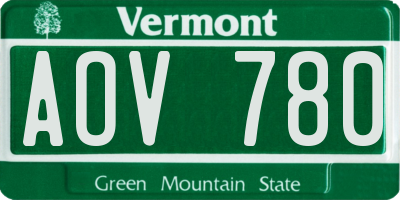 VT license plate AOV780