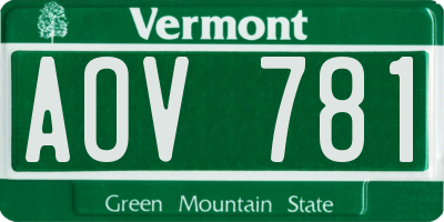 VT license plate AOV781
