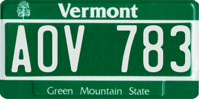 VT license plate AOV783