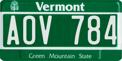 VT license plate AOV784