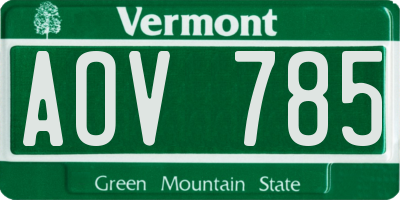 VT license plate AOV785