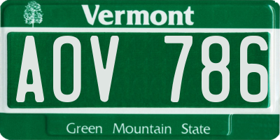 VT license plate AOV786