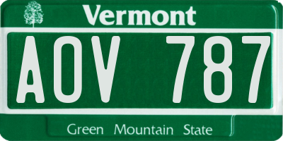 VT license plate AOV787