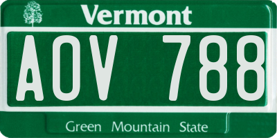 VT license plate AOV788