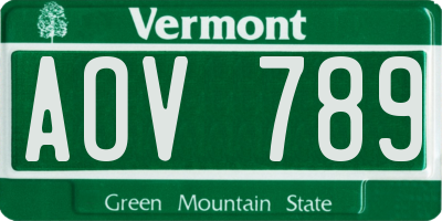 VT license plate AOV789