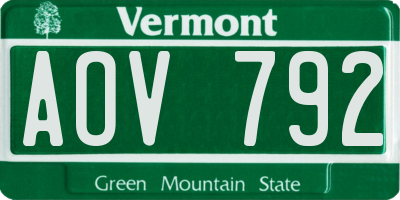 VT license plate AOV792