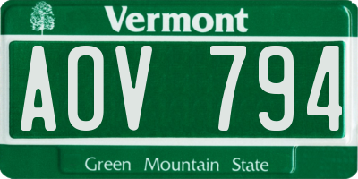 VT license plate AOV794