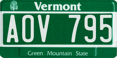 VT license plate AOV795