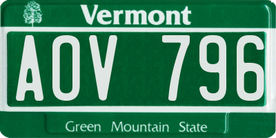 VT license plate AOV796