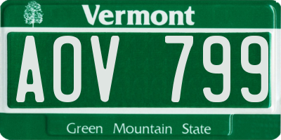 VT license plate AOV799