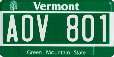VT license plate AOV801