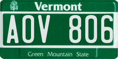 VT license plate AOV806