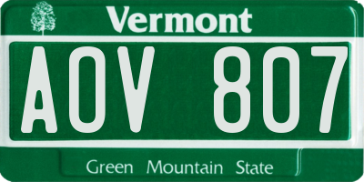 VT license plate AOV807