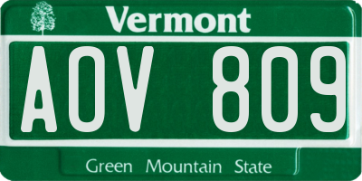 VT license plate AOV809