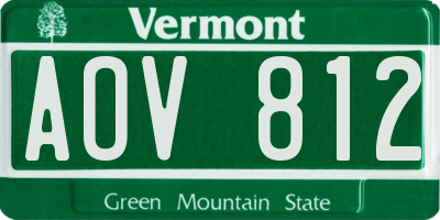 VT license plate AOV812