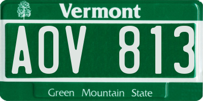 VT license plate AOV813