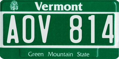 VT license plate AOV814