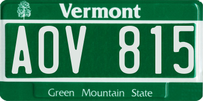 VT license plate AOV815