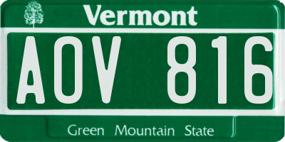VT license plate AOV816
