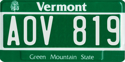 VT license plate AOV819