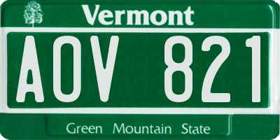 VT license plate AOV821