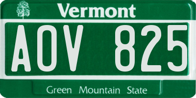 VT license plate AOV825