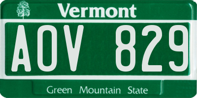 VT license plate AOV829