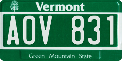 VT license plate AOV831
