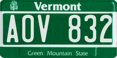 VT license plate AOV832