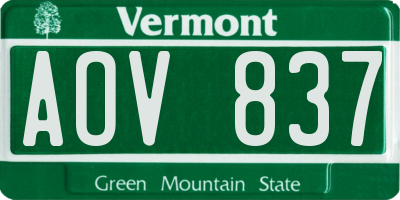 VT license plate AOV837