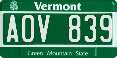 VT license plate AOV839