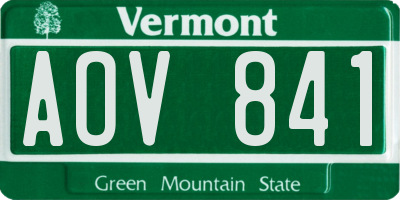 VT license plate AOV841