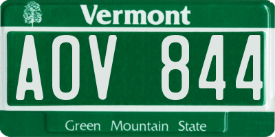 VT license plate AOV844