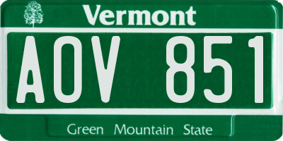 VT license plate AOV851
