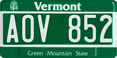VT license plate AOV852