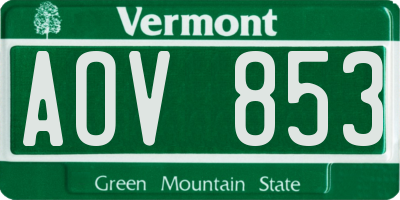 VT license plate AOV853