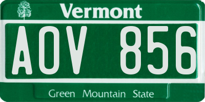 VT license plate AOV856