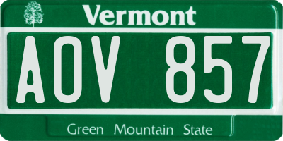 VT license plate AOV857