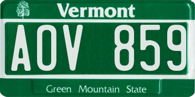 VT license plate AOV859
