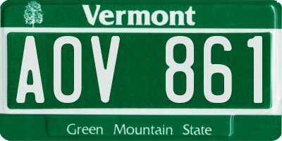 VT license plate AOV861